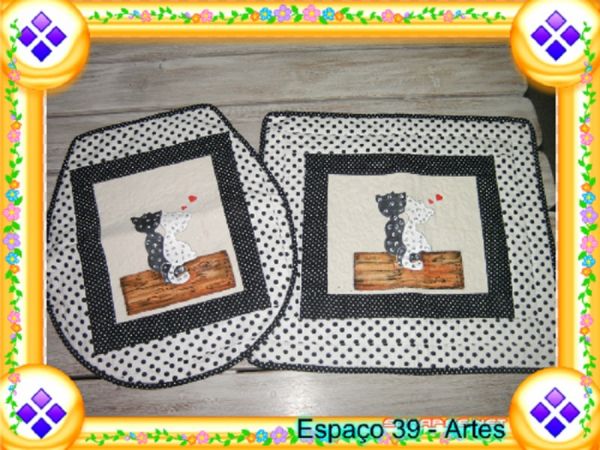 JOGOS DE BANHEIRO EM MATELASSE COM PINTURA